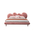 Fancy Modern Bedroom Fabric Rabbit Fur Beds