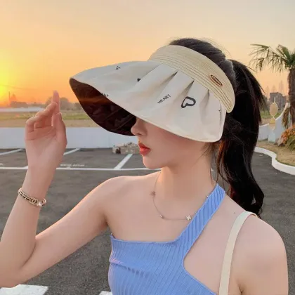 Summer New Sun Protection Black Glue Visor Hat