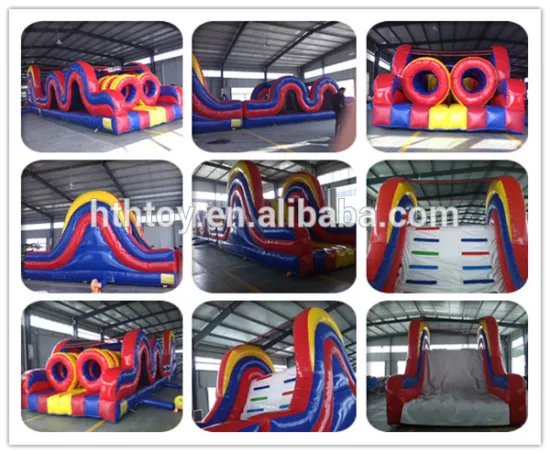 Red color inflatable obstacle course for sale