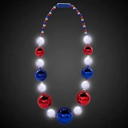 Mardi Gras Giant Bead Necklace - Light Up Jumbo Shine Bright Party Beads