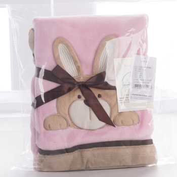 2015 new design 100% polyester blanket with rabbit appliqued