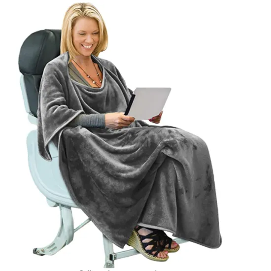 Amazon hot sell 4 In 1 Folding Comfortable Airplane special Travel Knitted Blanket