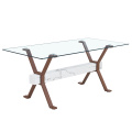 Elegant Glass Surface Dining Table with Cockroach Leg