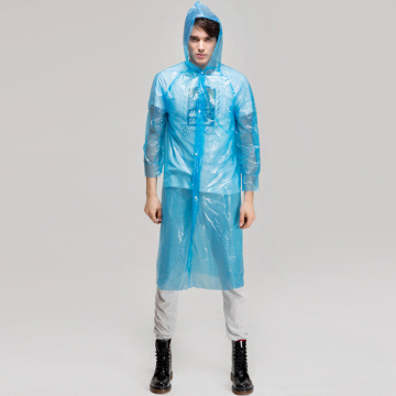 Cheap disposable waterproof hooded plastic PE raincoat