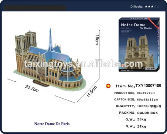 Educational 3D Notre Dame De Paris Building Blocks Kids DIY Toys