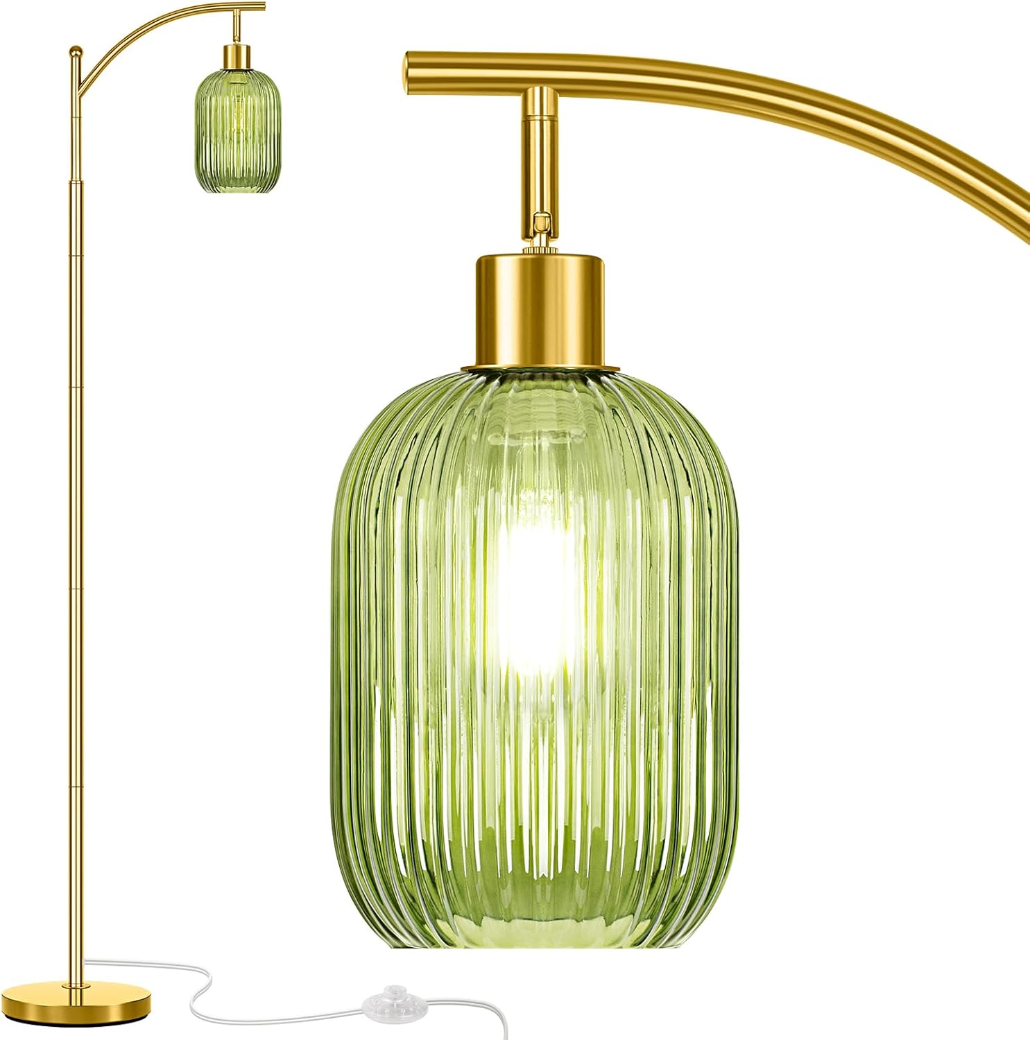 Striped glass lampshade LED bulb floor lamp