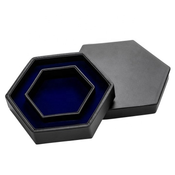Leatherette Hexagon Dice Box with Lid - Top Fashion Felt DND Dice Tray
