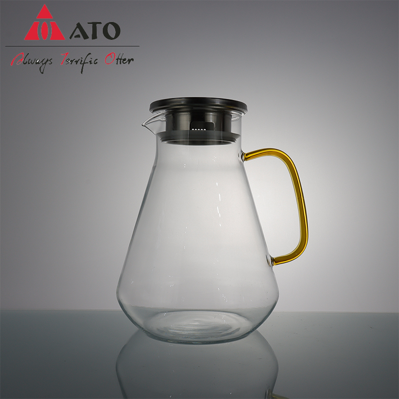 Barattolo di succo di succo d'acqua in vetro borosilicato con coperchio in acciaio inossidabile uso in casa brocca in vetro