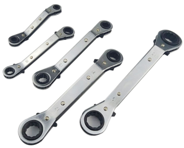 5pc Retractable Ratchet Wrench & Offset Ratchet Spanner Set