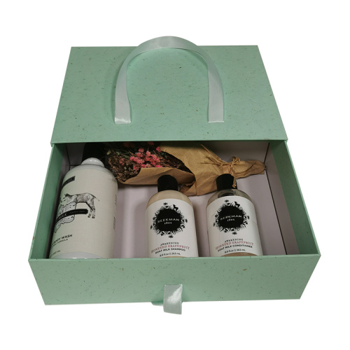 Bio-degradable sliding drawer box with portable handle