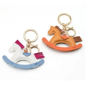 Rocking Horse Bag Charm Leather Keychain