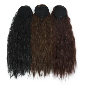 Wholesale Natural Black Synthetic Drawstring With Clip Ponytail Hair extension Pony tail For Black Women