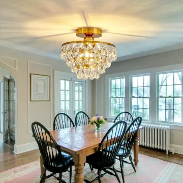 Modern Black K9 Crystal Ceiling Light E14/E12 LED Bulbs Chandelier for Villa/Home/Hallway