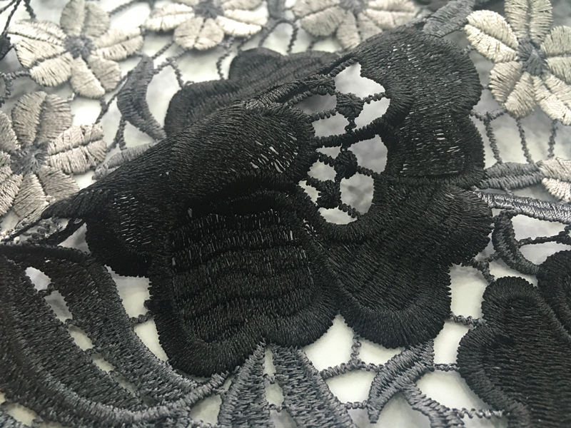 Multicolor Chemical Lace Embroidery Fabric