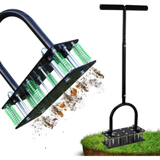 Height-Adjustable Long-Handled Lawn Aerator with 15 Iron Spikes: Versatile Tool for Efficient Soil and Leaf Management