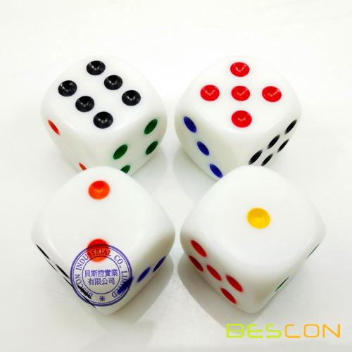Beautiful High Quality Round 19MM Dice 3/4" with Colorful Rainbow Dots