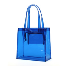 Clear Color PVC Beach bag with zipper closing Transparent Tote bag Available for custom Promotional bags