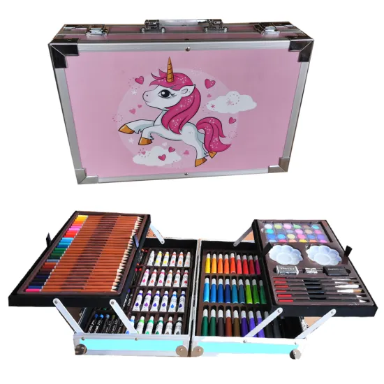 Wholesale 145Pcs Aluminum Kids Drawing Set - Art Stationery Pack (Pencil, Water Color Pen, Crayon)