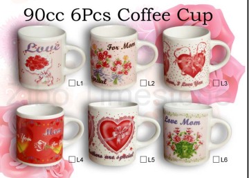 6PC Porcelain Coffee Mug With Decal (CM612071)