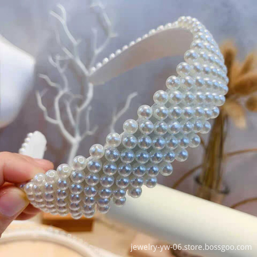 Wholesale Bulk New Fashion Hair Hoop Jewelry - Shiny Bridal Wide Pearl Headbands