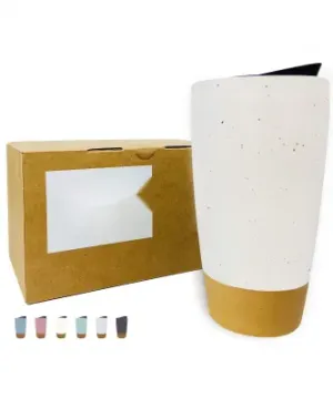 14 Oz Portable Microwave Dishwasher Reusable Double Wall Ceramic Coffee Travel Mug