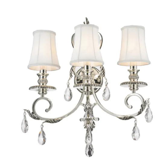 Classic Chrome Wall Light Factory Bedroom Design Crystal Sconce Lamp with Lampshade