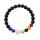 Gemstone 7 Chakra Healing Reiki Stretch Pulsera Piedra de lava negra con encanto del corazón de cristal Pulseras elásticas para hombres Mujeres