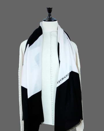 Soft Wool Printing Black White Square Scarf