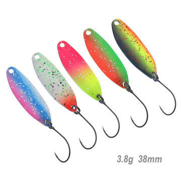 3g 38mm Trout Bass Fishing Lure Spoon Artificial Single Hook Wobbler Spin Baits