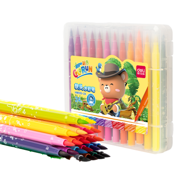 Deli HM555-24: 24pcs/Box Soft-Headed Watercolor Graffiti Pen Set for Kindergartens