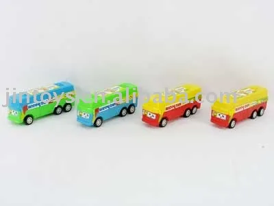 Plastic Toy Car, Pull Back Bus(4in1)