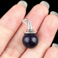 Blue Sandstone 12mm Balls Spheres Silver Wizard Cap Pendant for Making Jewlery Stone Beads Halloween Charms Decor Gift