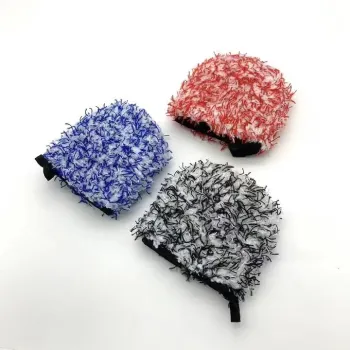 Double Side Mini Microfiber Rim Wheel Mitt with Thumb Loop for Car Wash Detailing
