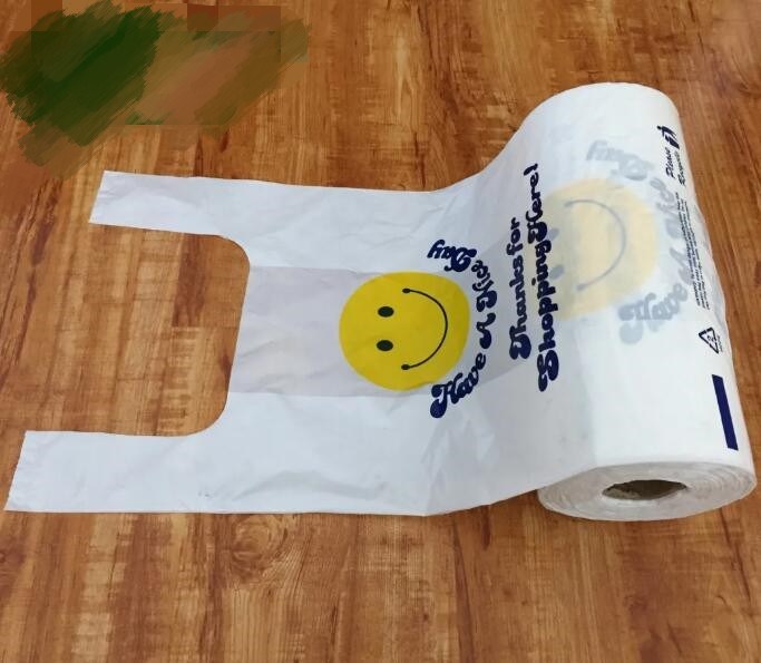 LDPE HDPE Recycle Reuseable Plastic Shopping T-Shirt Carrier Bag on Roll