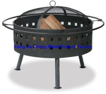Aged Bronze Outdoor Firebowl with Lattice Design