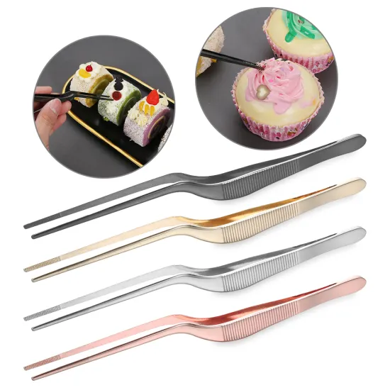 1PC Plating Tweezer BBQ Clip Barbecue Tongs Serving Presentation Stainless Steel Seafood Tool Kitchen Chef Supplies