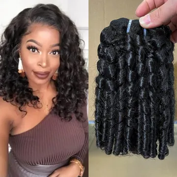 Wholesale doulbe drawn 100 human  bouncy curls, vietnamese bouncy curls, bouncy curl human hair bundles