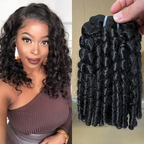 Wholesale doulbe drawn 100 human  bouncy curls, vietnamese bouncy curls, bouncy curl human hair bundles