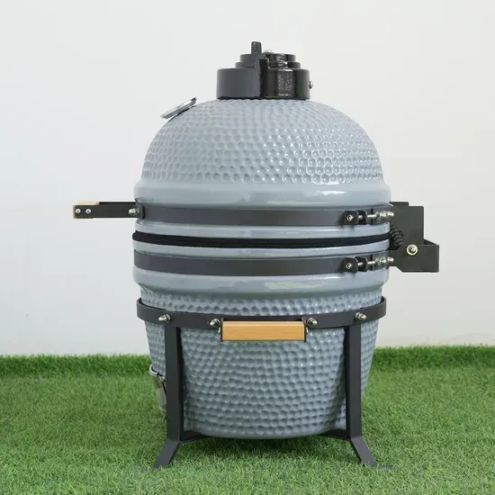 Black Glazed Ceramic Kamado Grill 15-Inch Diameter
