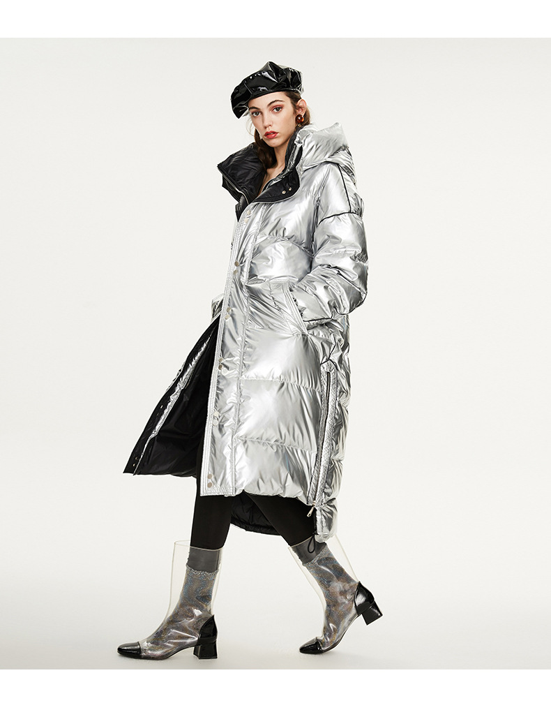 Sliver Long Down Coat For Ladies