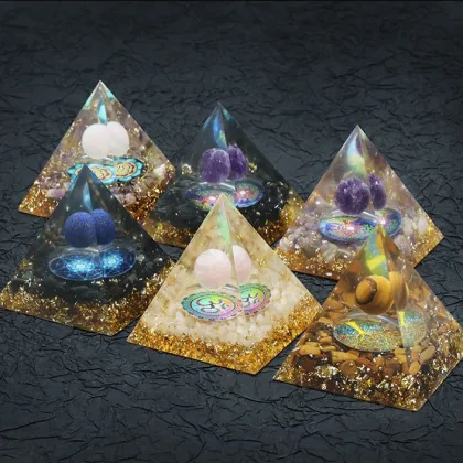 Black Obsidian 60MM Orgonite Pyramid Wisdom Meditation Black Obsidian Base