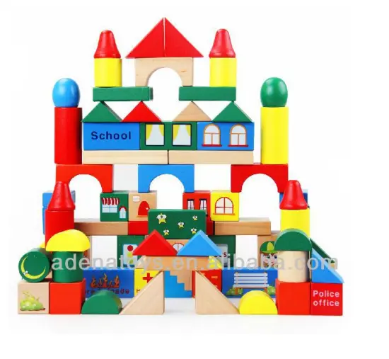 Wooden kids educational DIY Toys Building88pcs Wooden City Building Block