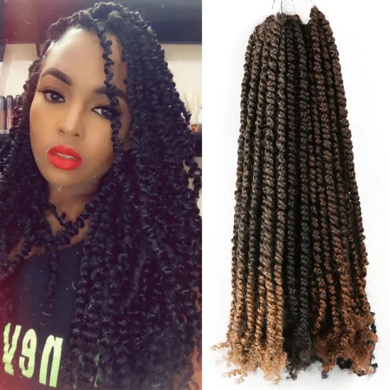 AliLeader Pre Twisted Passion Twist Bomb Crochet Hair Synthetic Ombre Crochet Braid Pre Looped Fluffy PassionTwist Braiding Hair
