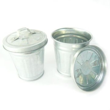 Mini Desktop Galvanized Trash Can with Lid