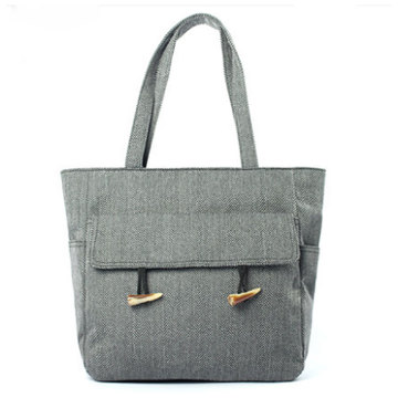 Fashion Lady Zipper Jute Tote Bag Handbag