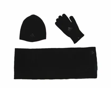 Acrylic Winter black Scarf Hat Glove Sets