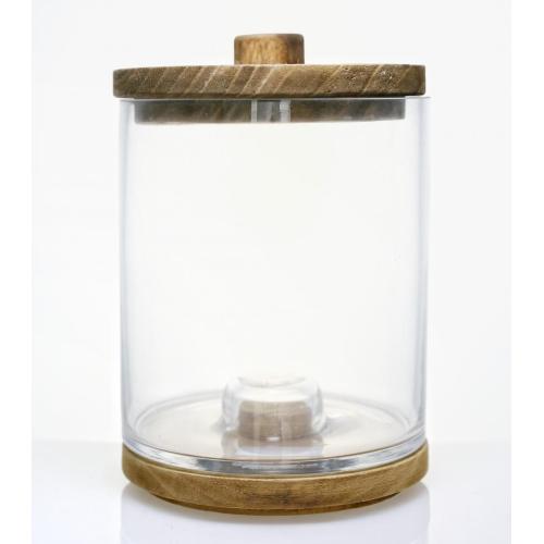 Storage Jar glass jars with wooden lids stackable jars Supplier