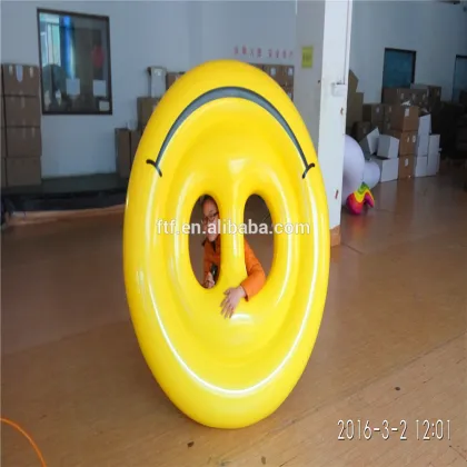 PVC inflatable yellow smile floating row,smile water floating row,smile air mattress