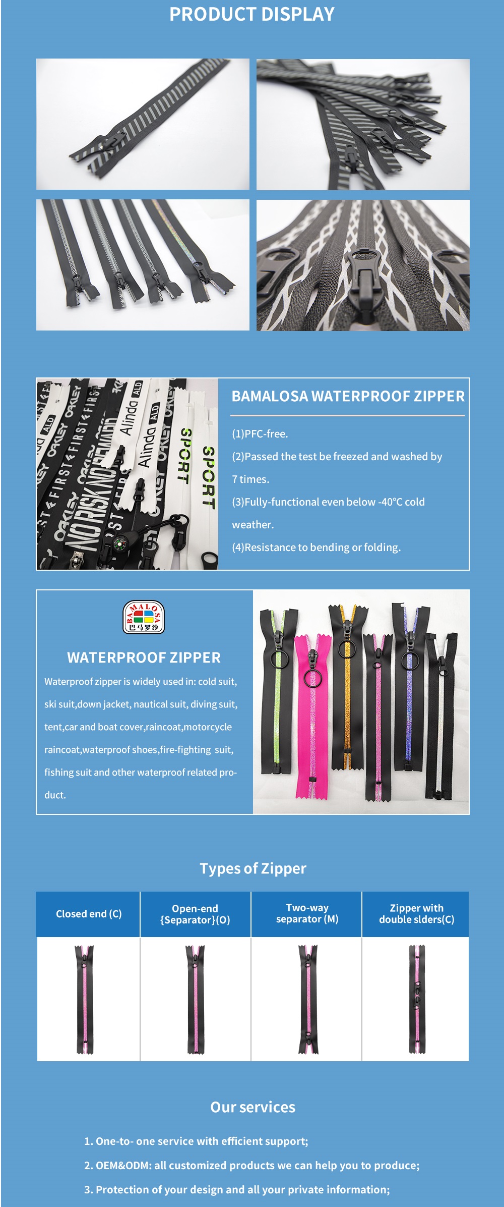 BAMALOSA WATERPROOF ZIPPER