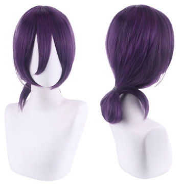 35cm Straight Synthetic Heat Resistant Brown Purple Wigs for Reze Cosplay from Chainsaw Man